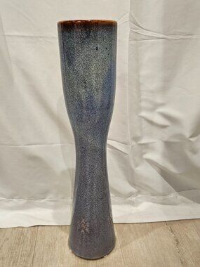 Glazed Pottery Vase 17” Purple Floral Design Decorative Ceramic Home Decor